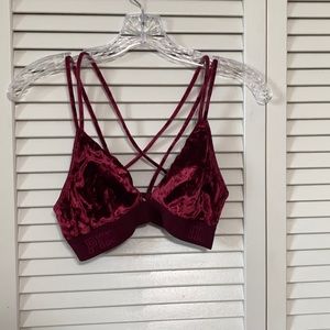 Pink Red Velvet Bralette